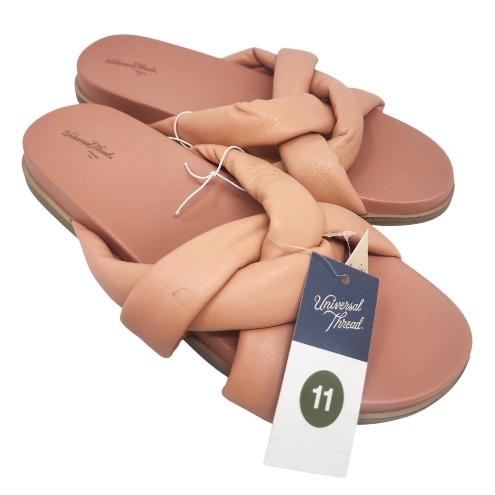 Universal Thread Womens‎ Knot Slide Sandals Blush Pink Contoured Footbed 11 NEW